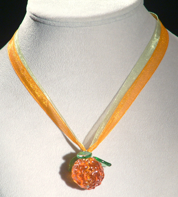 Narancs medál (egyedi üveg)  organza szalagon